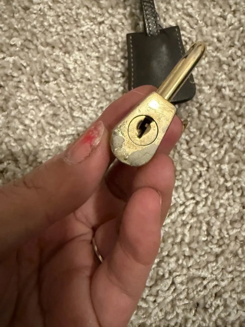 Gucci Gold Padlock Key Charm with Brown Leather holder A2 - Picture 5 of 8
